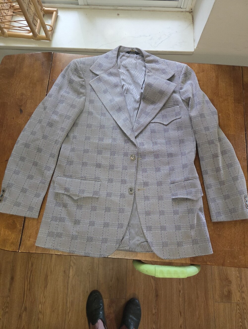 Vtg 70s Biltmore Men’s Plaid Western Leisure Suit Blazer Jacket Double Knit M 40